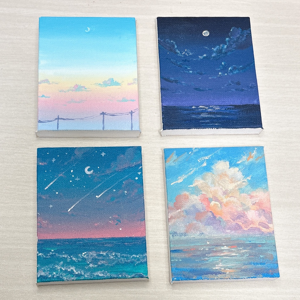 空のイーゼル付きキャンバス原画【アクリル絵の具】