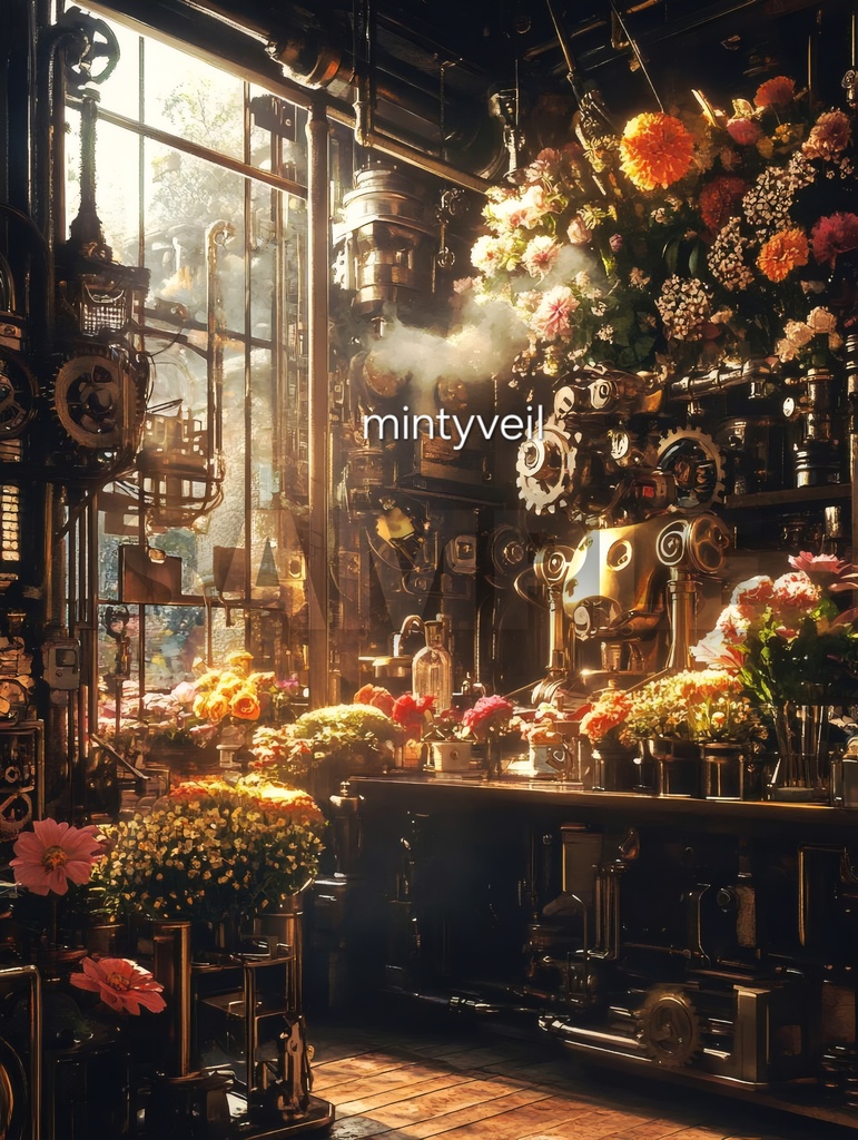 スチームパンクの花屋💐(4枚セット)