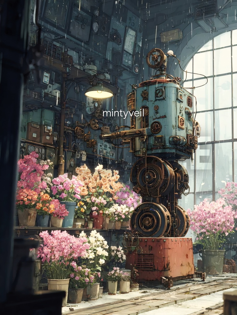 スチームパンクの花屋💐(4枚セット)