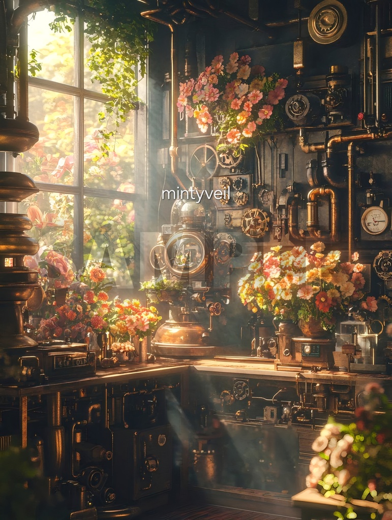 スチームパンクの花屋💐(4枚セット)