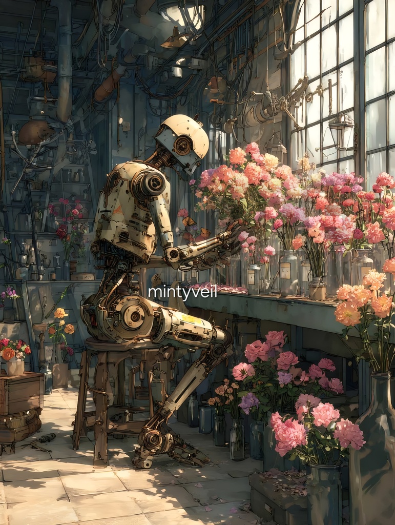 スチームパンクの花屋💐(4枚セット)