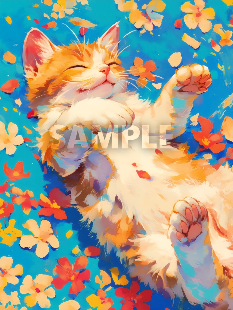 カラフルなお花と猫ちゃんたち🌷🐱(5枚セット)