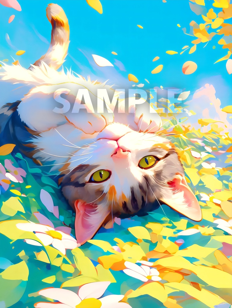 カラフルなお花と猫ちゃんたち🌷🐱(5枚セット)