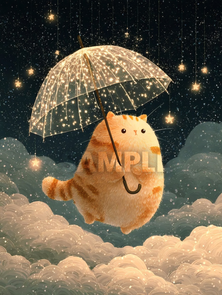 ふわふわ星空お散歩猫ちゃん☂️︎🌟🐱
