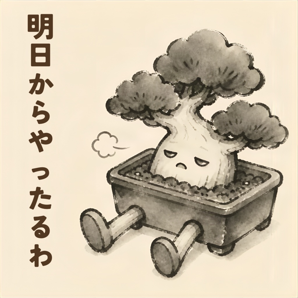 だるそうな盆栽ステッカー