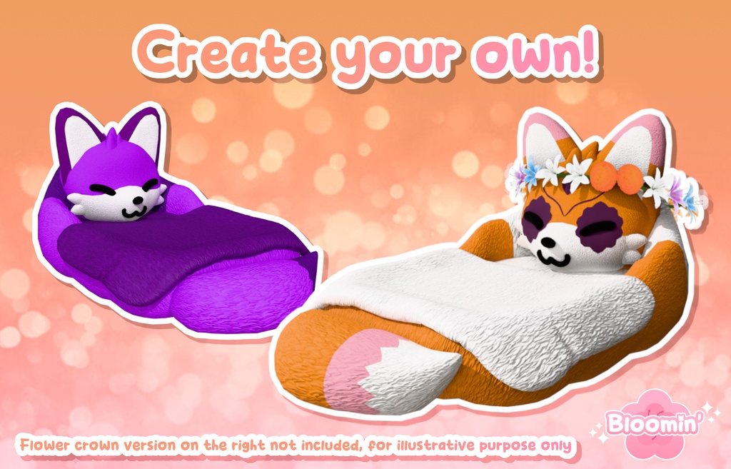 Cute Fox Bed | 3D Asset for VRChat