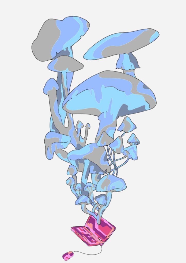 パソコンキノコTシャツ