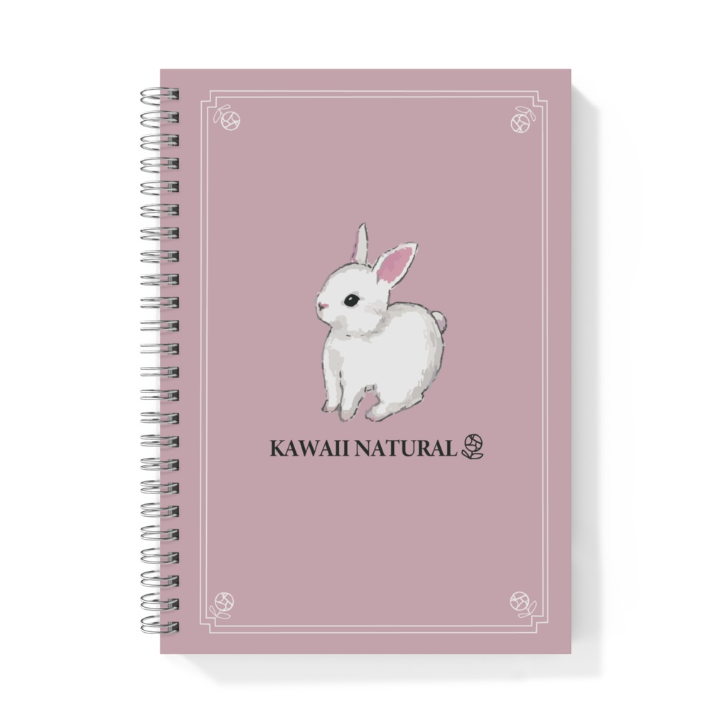 KAWAII NATURALリングノート・白うさぎA5ピンクグレーupgsh202103