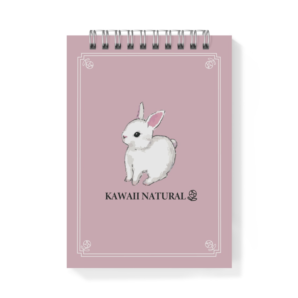 KAWAII NATURALメモ帳・白うさぎピンクグレーupgsh202103