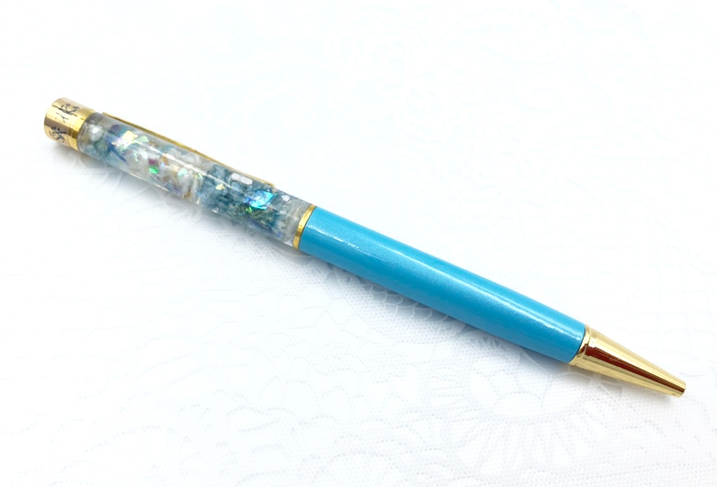 亜咲花の手作りハーバリウムボールペン(ブルー)