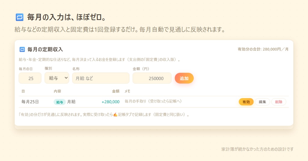 おかね日和 v2.1 ―「いくら使えるか」が見える家計アプリ(買い切り・外部送信なし)