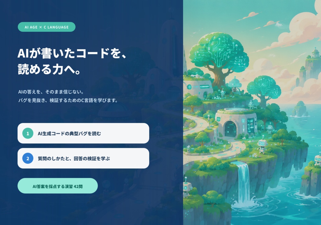 【C言語学習ポータル】プログラミング思考から始める総合C言語学習アプリ(26トラック・演習412問)