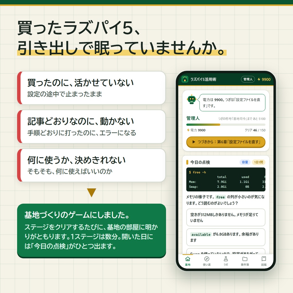 基地をつくる ラズパイ5活用術(入門・基礎・応用) 無料体験版
