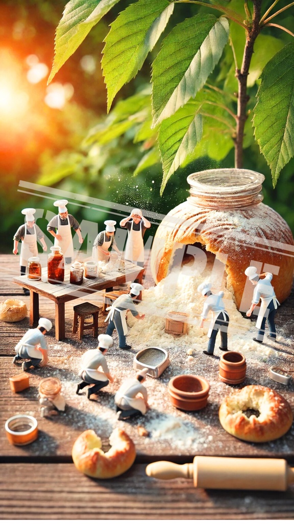 ミニチュア作業員とこぼれた小麦粉事件|スマホ壁紙