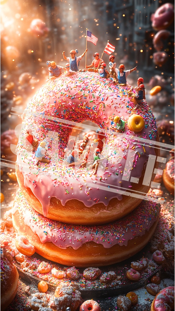 ミニチュア職人と“ドーナツ建国記念日”｜スマホ壁紙