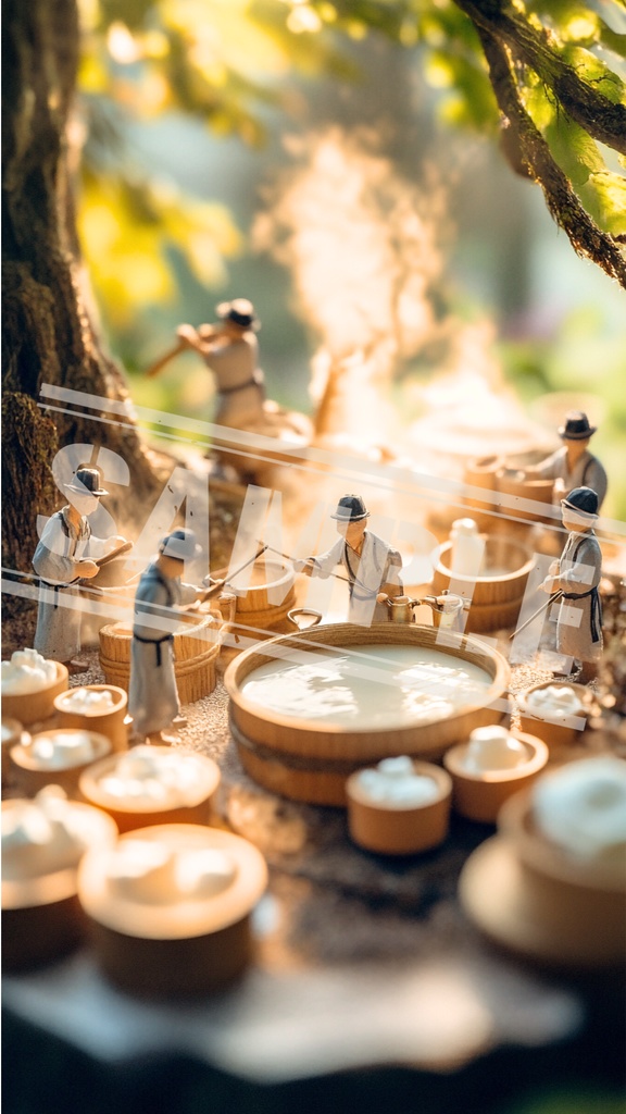 ミニチュア作業員と森の豆腐工房｜スマホ壁紙