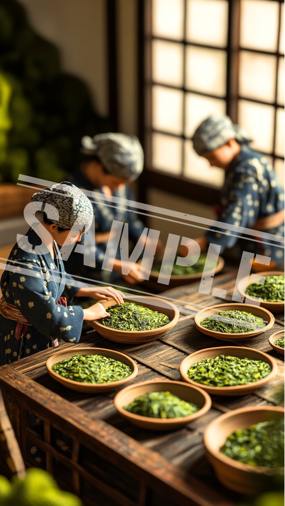 ミニチュア作業員と選び抜く茶葉|スマホ壁紙