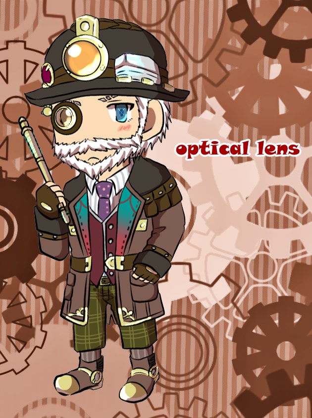 蒸気の都 発明家・スプリング・モグラ・光学レンズ アクリルキーホルダー