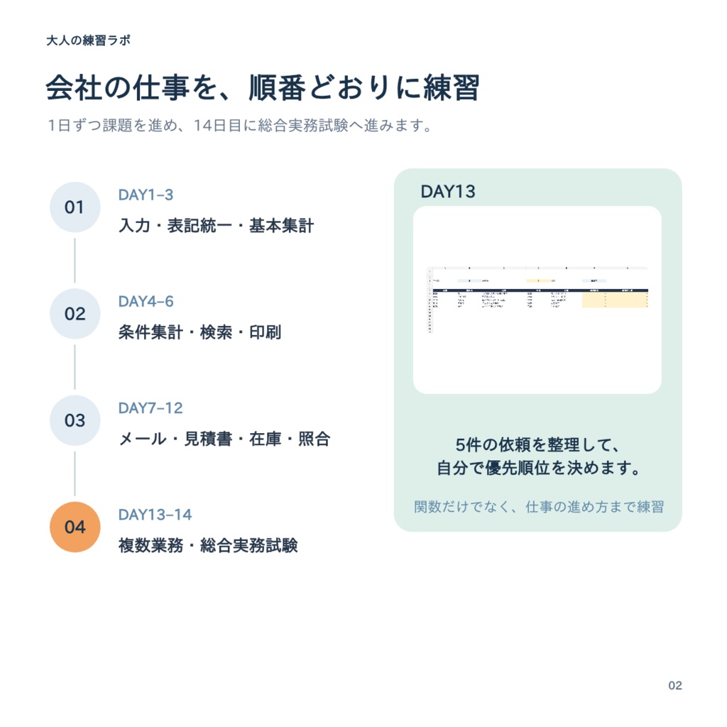 【未経験向け】未経験から事務職 14日実務トレーニング