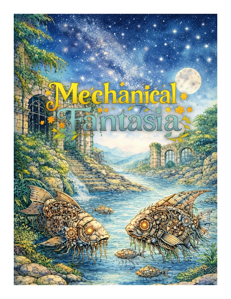 Mechanical Fantasia 機械仕掛けの幻想世界 塗り絵PDF