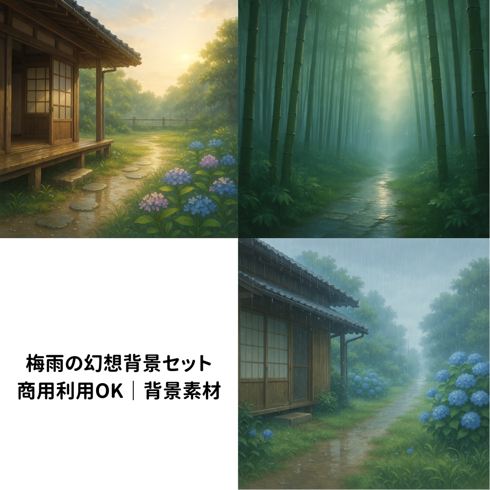 【商用利用可】雨上がりの背景素材（幻想・和風）