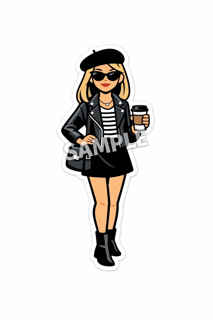 Paris Girl Digital Planner Sticker | Coffee Girl PNG for GoodNotes