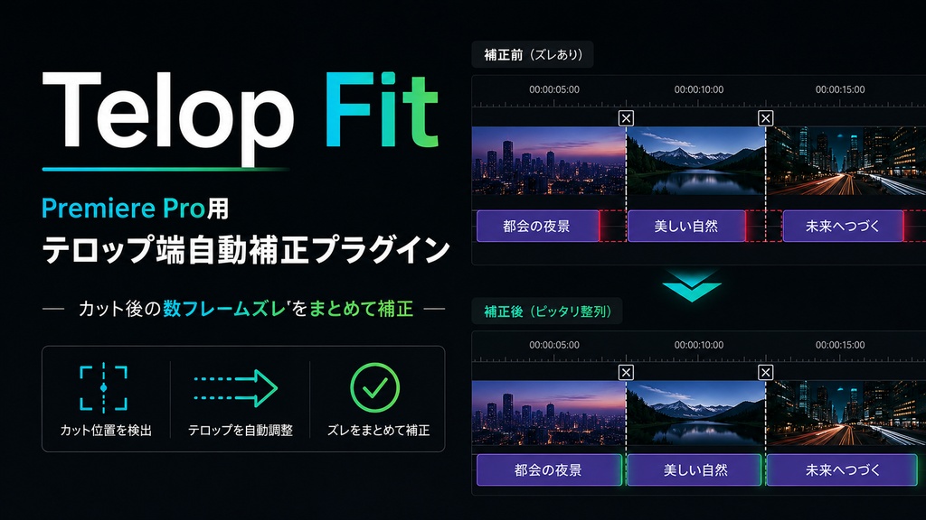 Telop Fit 無料β版|Premiere Pro用テロップ端補正プラグイン