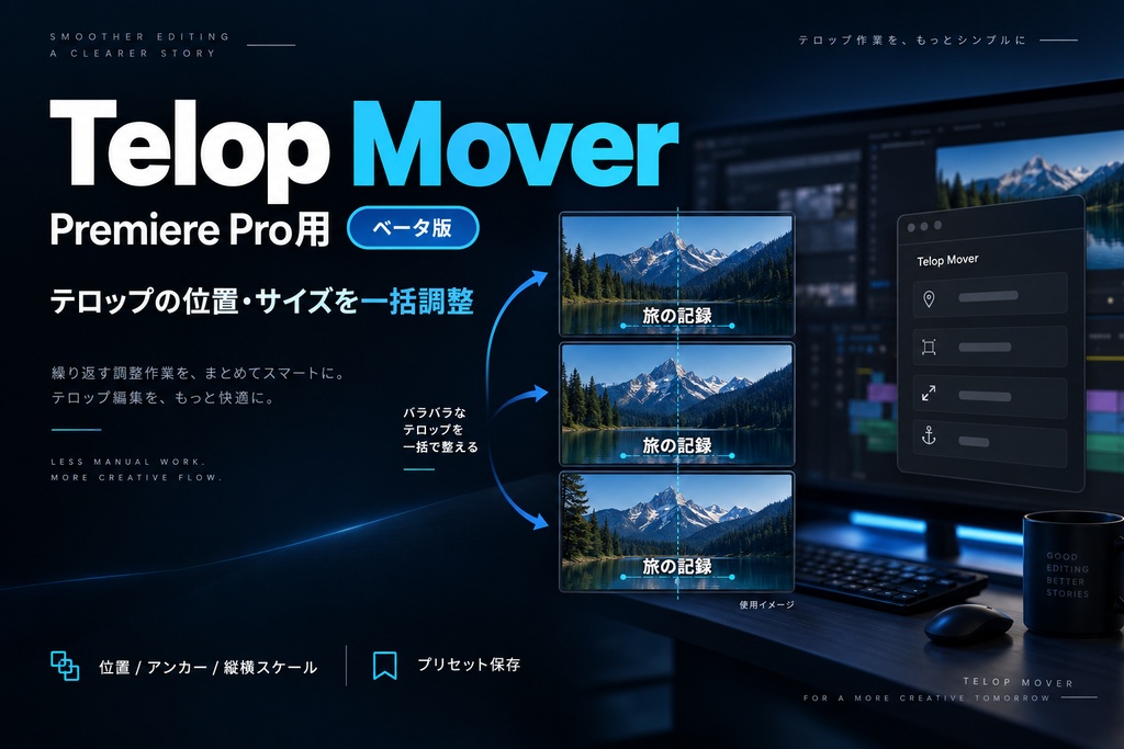 Telop Mover|テロップの位置・サイズ一括調整【Premiere Pro/β版】