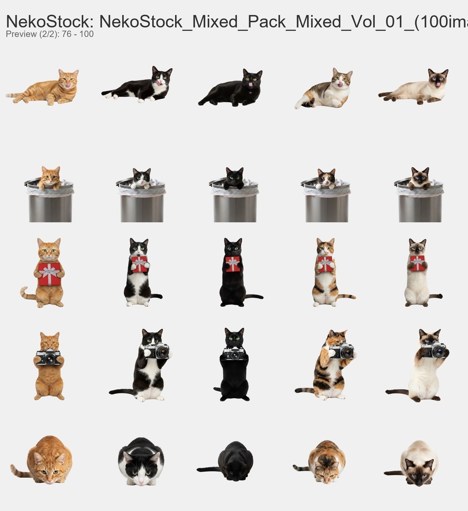 NekoStock No1~20 5猫種セット 100枚
