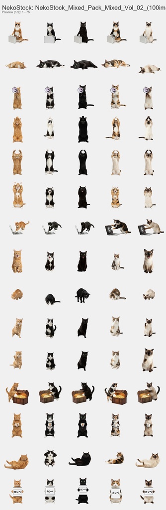 NekoStock　No21～40　5猫種セット 100枚