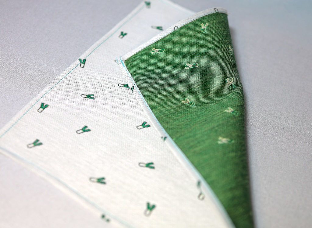 ≪新学期限定値下げ≫ 播州織ジャカード 『ネギ』柄ハンカチ