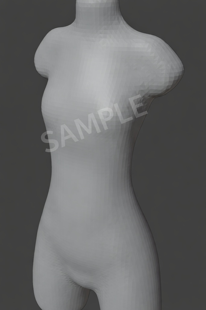【1/3ドール】衣装製作・型紙用トルソー（SS胸相当）OBJ+STLデータ同梱