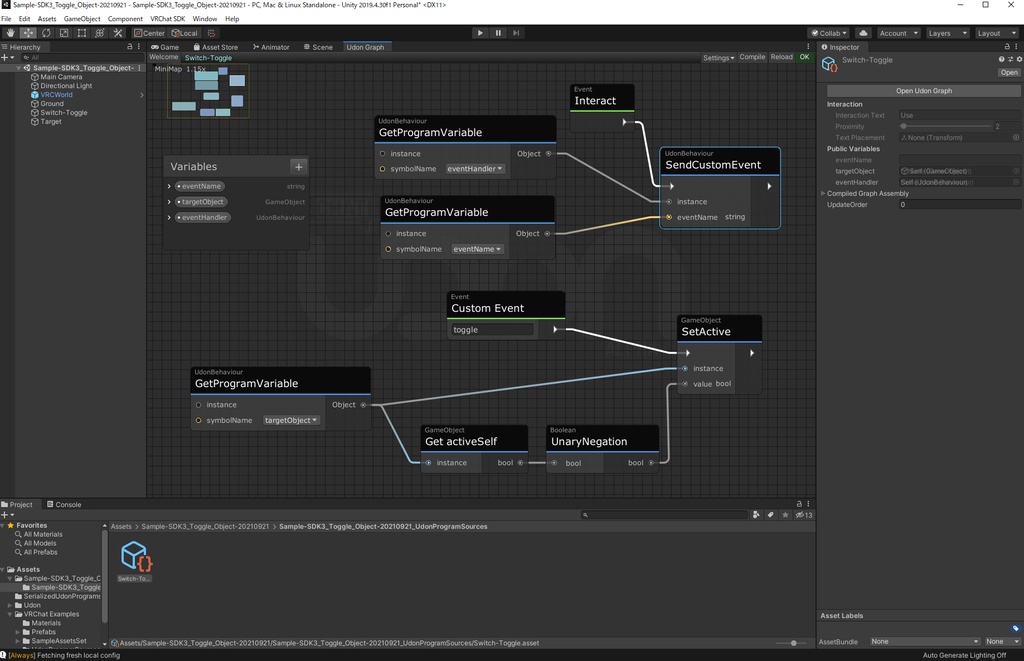 Toggle Object Activity Sample for VRChat SDK3 Udon Graph