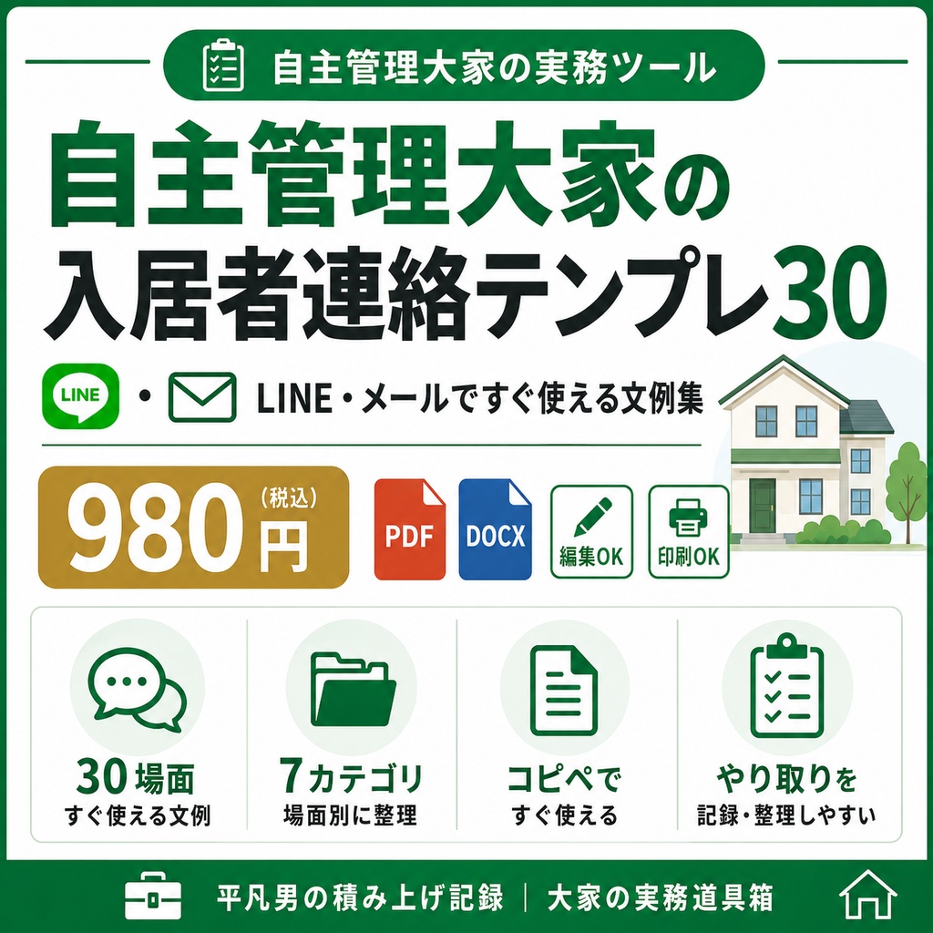 自主管理大家の入居者連絡テンプレ30｜LINE・メールですぐ使える文例集