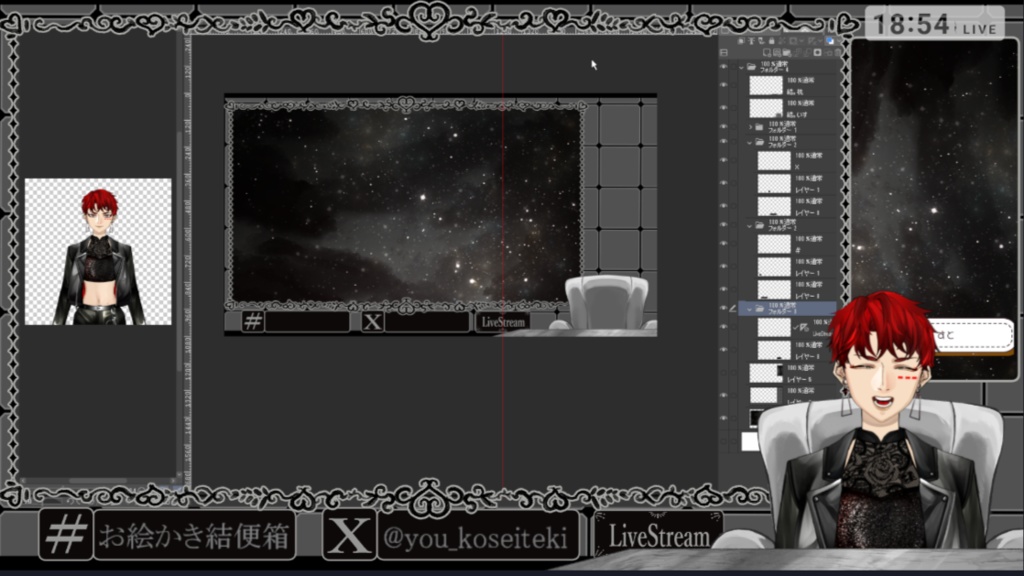 【Vtuberさんおすすめ】ゴシック調配信背景セット【グレーブラック】【グレーホワイト】