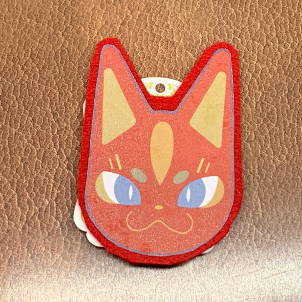 【自家】フェルト狐面ブローチ