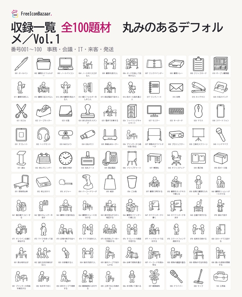 【100点】ビジネスイラスト素材集 Vol.1|丸みのあるデフォルメ|PNG・SVG|商用利用OK(資料・マニュアル・研修)