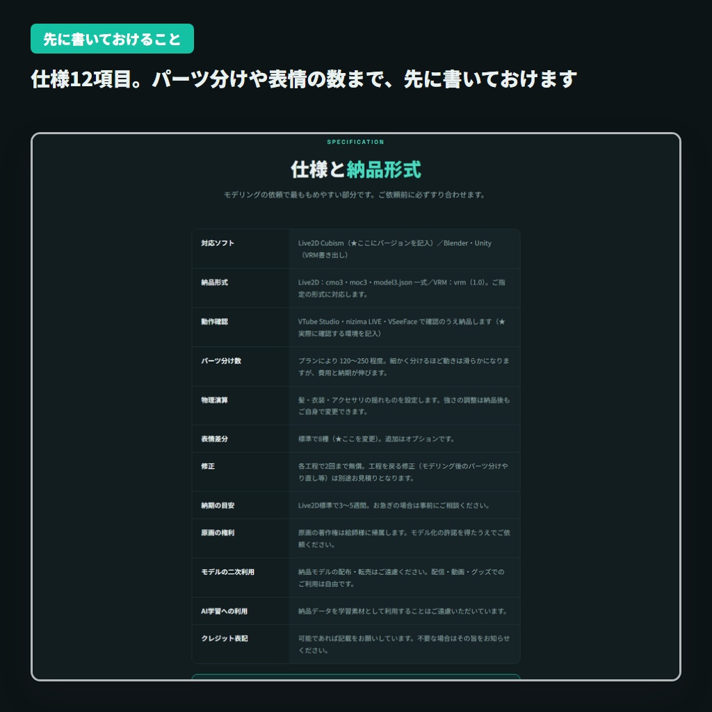 【Live2D・3Dモデラー向け】1ページ完結のHTMLサイトテンプレート「HIIRAGI SOU」