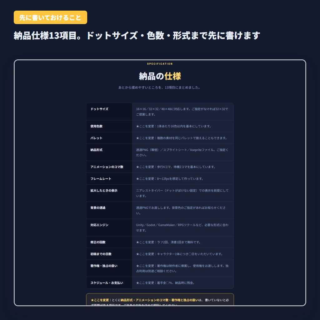 【ドット絵・ゲーム素材クリエイター向け】1ページ完結のHTMLサイトテンプレート「SIXTEEN DOTS」