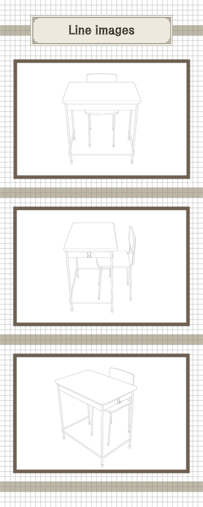 教室の机の椅子_C