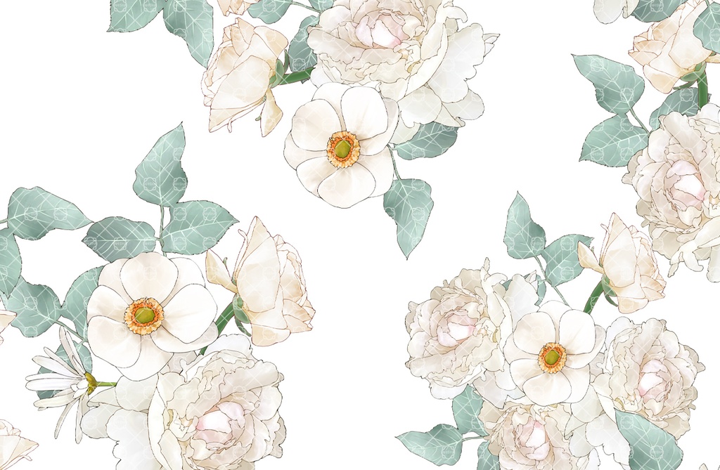 白い花ブラシセット