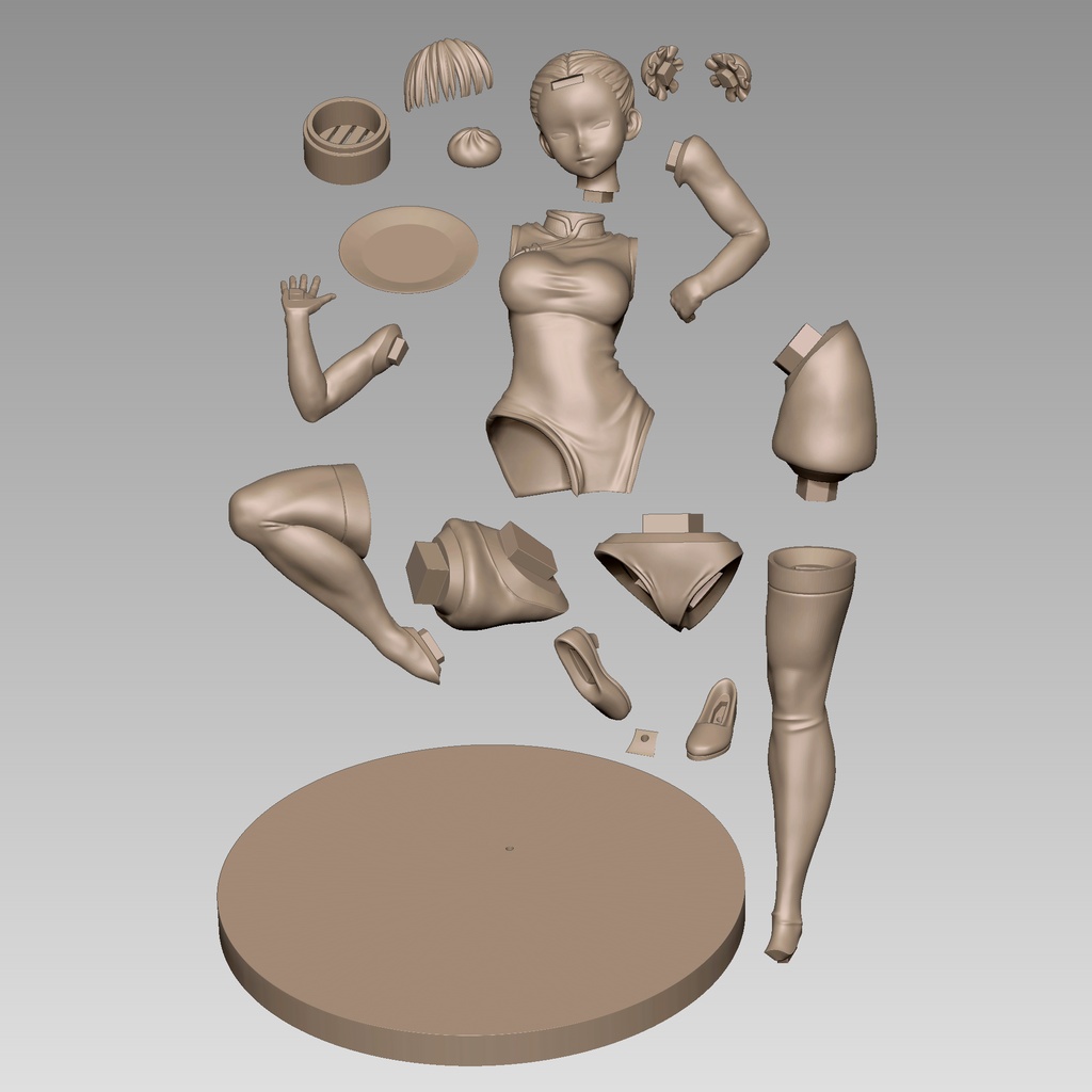 チャイナドレス娘 3Dプリント用STLデータ