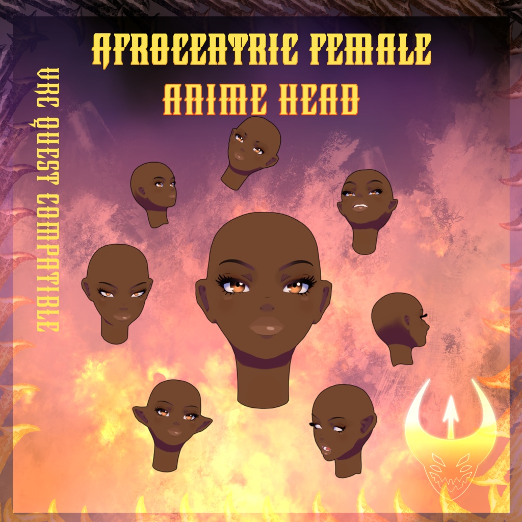 Afrocentric Female Anime Head VRChat {QUEST Compatible} [Wacky]