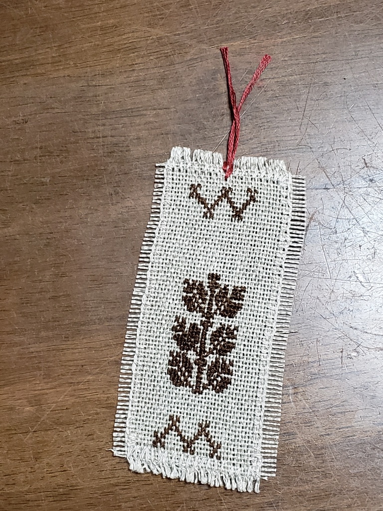 コーヒー豆　しおり　パレスチナ刺繡　茶色