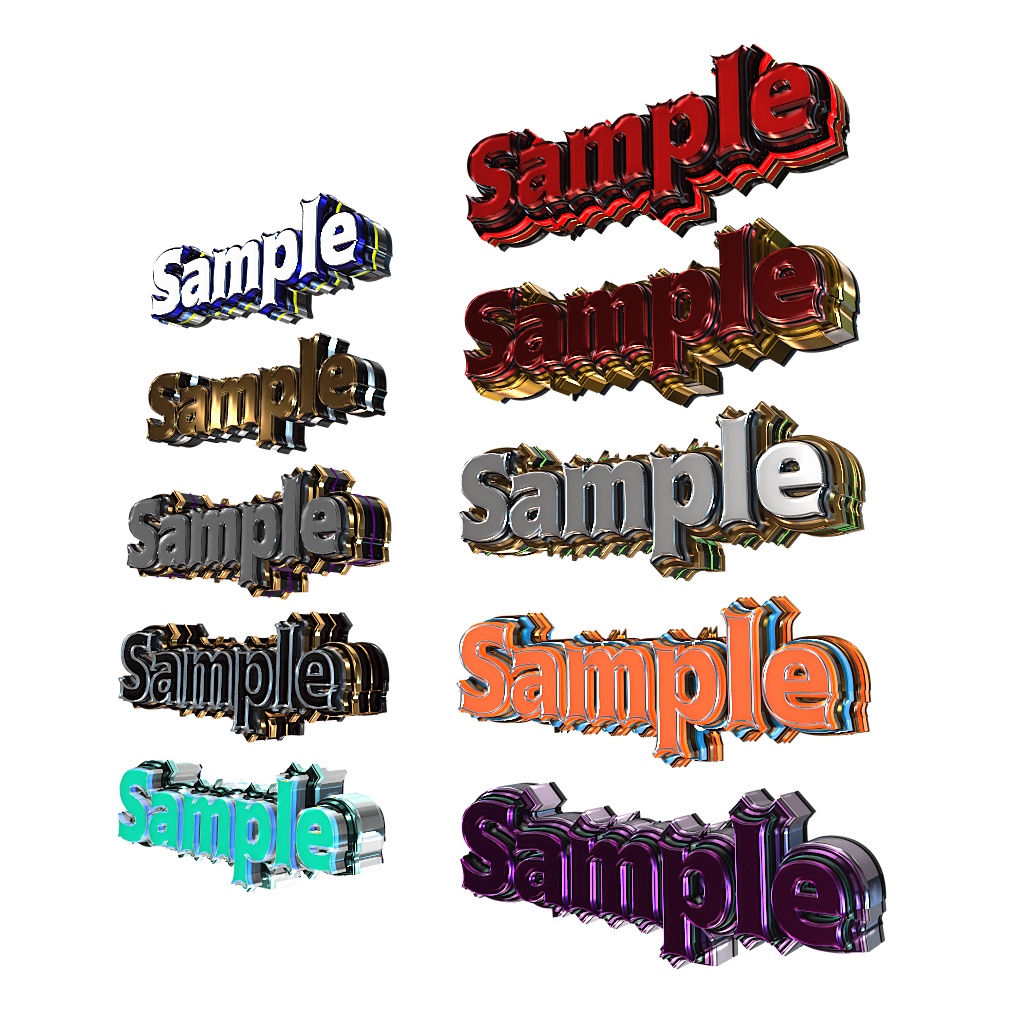 【プリセット】ELEMENT文字のプリセット 10種類 + ベベルプリセット12種類【ELMENT3D】【V1+V2セット販売】