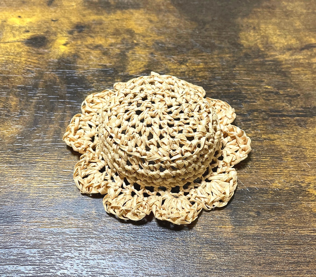 お花の麦わら帽子【10cmぬい用】