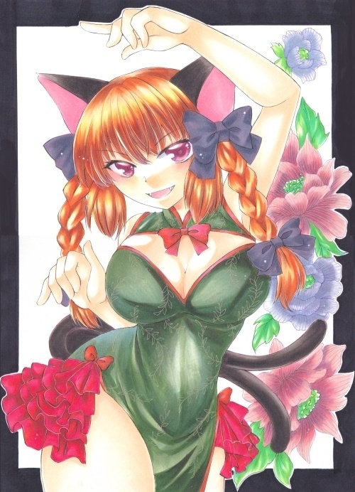 東方チャイナおりんりん☆火焔猫燐☆F4サイズアナログ原画