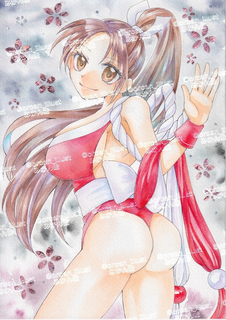 手描きアナログイラスト餓狼伝説不知火舞