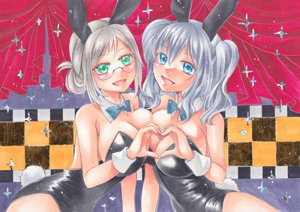 艦隊これくしょん艦これ鹿島＆香取バニーアナログイラスト原画