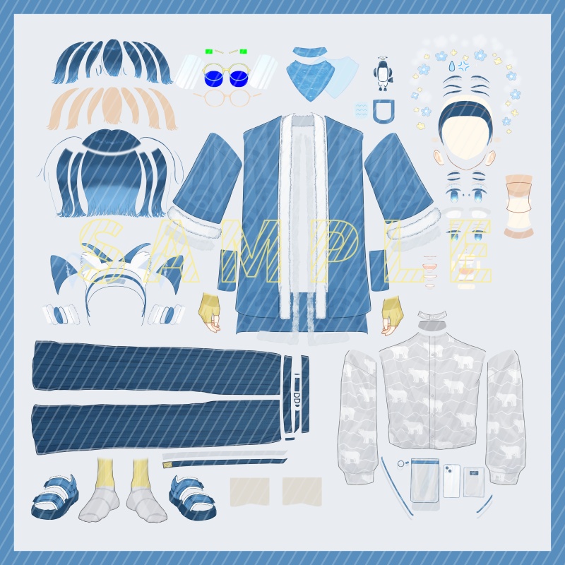 【完売】【限定1点】Live2D用パーツ分け済PSD爽やか青年蒼原好